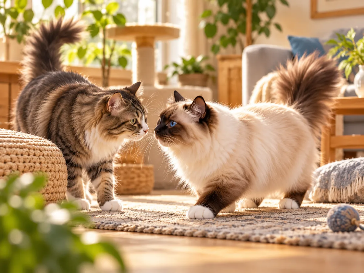 Hellig Birma hilser på en anden kat