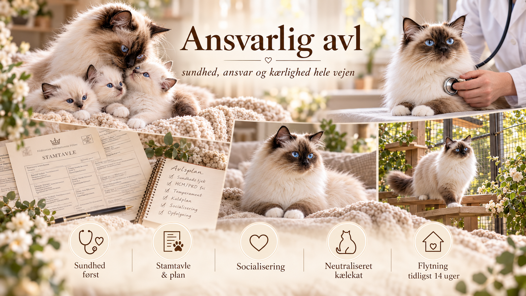 Visuel oversigt over ansvarlig avl af Hellig Birma